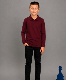 Bluzë Polo Bordo me Mëngë të Gjata